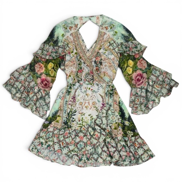 Camilla Dresses & Skirts - CAMILLA Renaissance Romance Embellished 100% Silk Wrap Mini Dress NWT L
